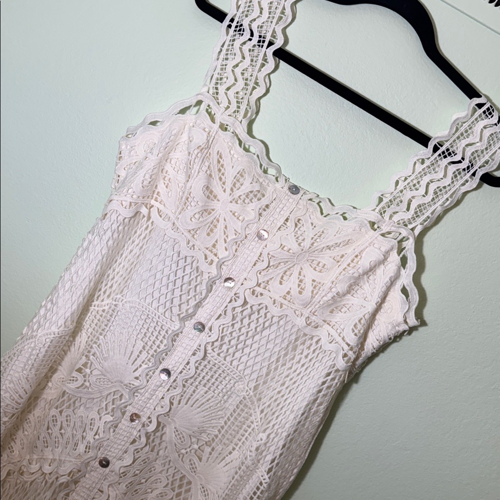 Farm Rio size L Off-White Nautical Guipure Maxi Dress - Picture 7 of 9
